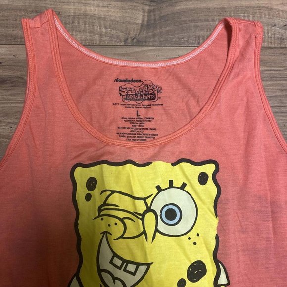 Nickelodeon 2015 Vtg Spongebob Squarepants Women's Tank Top. Sz. Lg. Comic Back - Picture 2 of 3